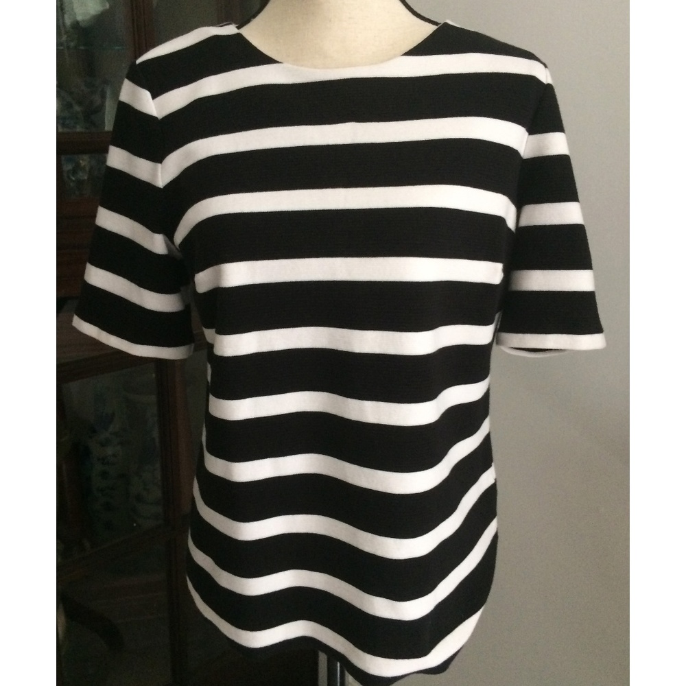 Talbots Women's Top Size M black white stripes